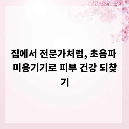 집에서 전문가처럼, 초음파 미용기기로 피부 건강 되찾기