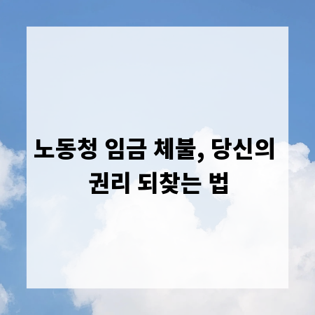 노동청 임금 체불, 당신의 권리 되찾는 법