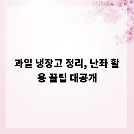 과일 냉장고 정리, 난좌 활용 꿀팁 대공개