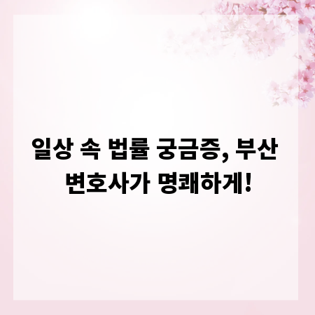 일상 속 법률 궁금증, 부산 변호사가 명쾌하게!