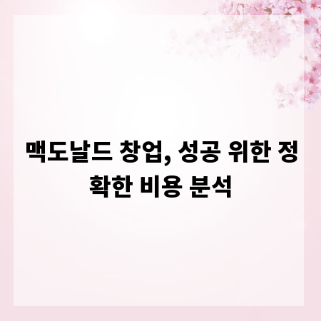 맥도날드 창업, 성공 위한 정확한 비용 분석