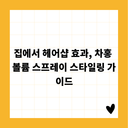 집에서 헤어샵 효과, 차홍 볼륨 스프레이 스타일링 가이드