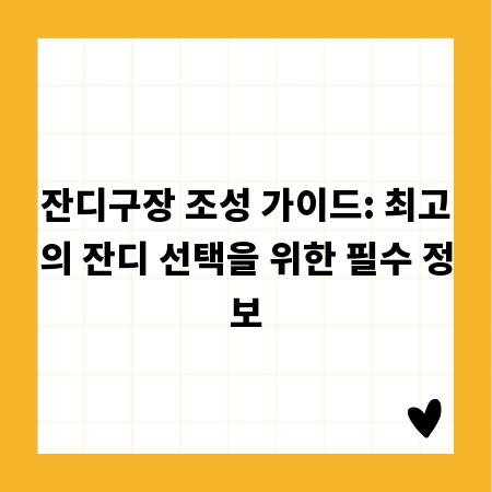 잔디구장 조성 가이드: 최고의 잔디 선택을 위한 필수 정보