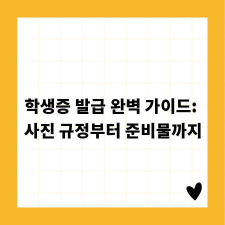 학생증 발급 완벽 가이드: 사진 규정부터 준비물까지