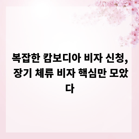 복잡한 캄보디아 비자 신청, 장기 체류 비자 핵심만 모았다