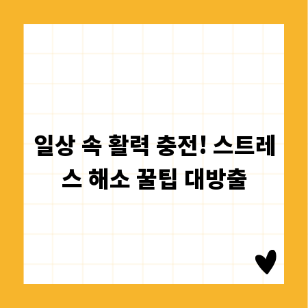 일상 속 활력 충전! 스트레스 해소 꿀팁 대방출
