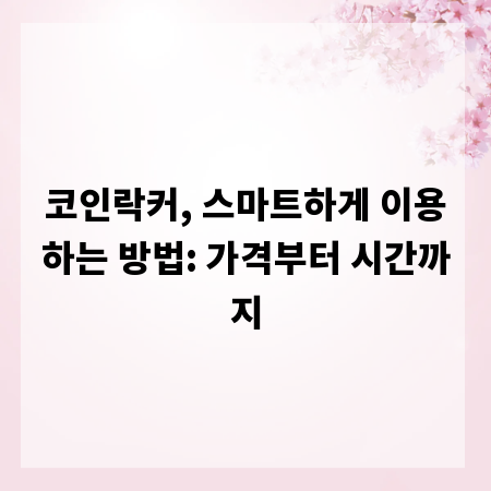 코인락커, 스마트하게 이용하는 방법: 가격부터 시간까지