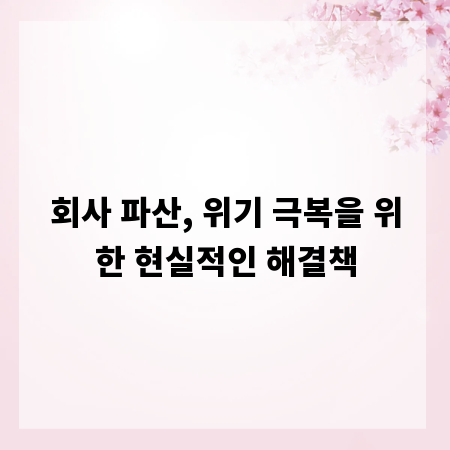 회사 파산, 위기 극복을 위한 현실적인 해결책