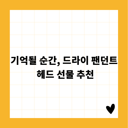기억될 순간, 드라이 팬던트 헤드 선물 추천