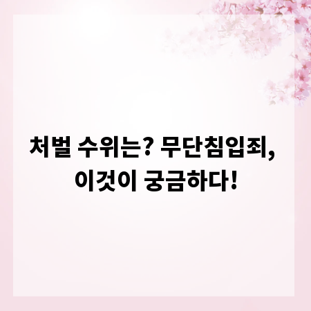 처벌 수위는? 무단침입죄, 이것이 궁금하다!