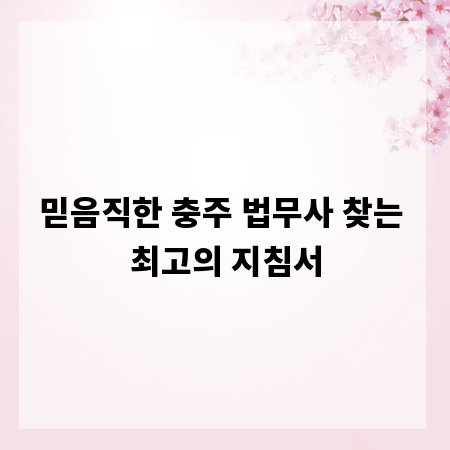 믿음직한 충주 법무사 찾는 최고의 지침서