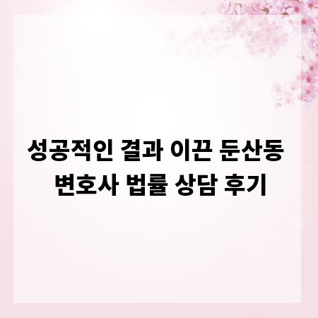 성공적인 결과 이끈 둔산동 변호사 법률 상담 후기