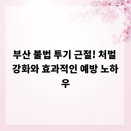 부산 불법 투기 근절! 처벌 강화와 효과적인 예방 노하우