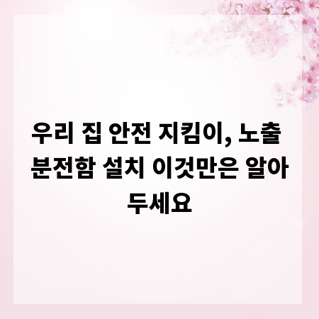 우리 집 안전 지킴이, 노출 분전함 설치 이것만은 알아두세요