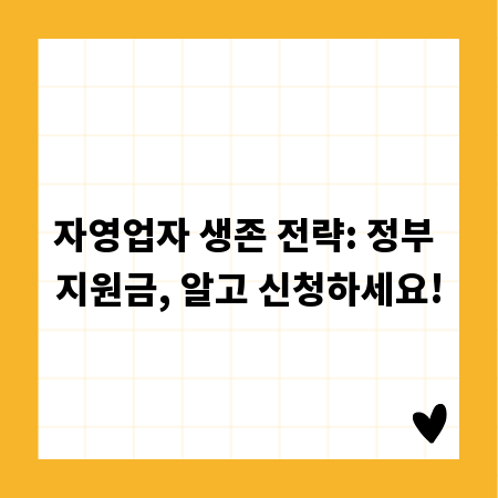 자영업자 생존 전략: 정부 지원금, 알고 신청하세요!