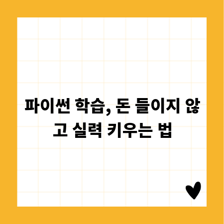 파이썬 학습, 돈 들이지 않고 실력 키우는 법