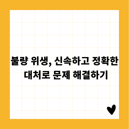 불량 위생, 신속하고 정확한 대처로 문제 해결하기