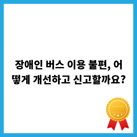 장애인 버스 이용 불편, 어떻게 개선하고 신고할까요?
