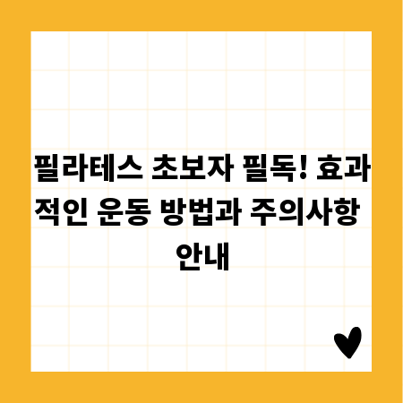 필라테스 초보자 필독! 효과적인 운동 방법과 주의사항 안내