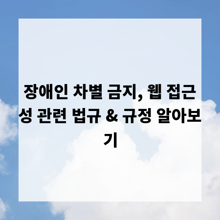 장애인 차별 금지, 웹 접근성 관련 법규 & 규정 알아보기