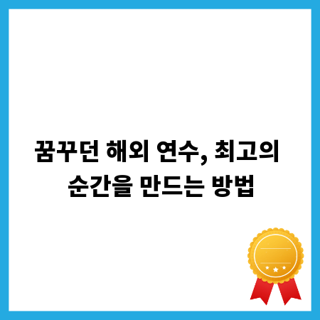 꿈꾸던 해외 연수, 최고의 순간을 만드는 방법