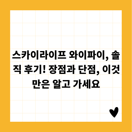 스카이라이프 와이파이, 솔직 후기! 장점과 단점, 이것만은 알고 가세요