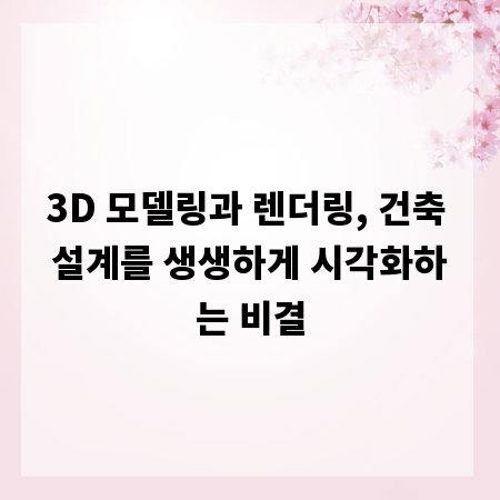 3D 모델링과 렌더링, 건축 설계를 생생하게 시각화하는 비결