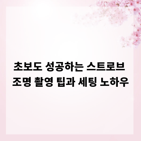 초보도 성공하는 스트로브 조명 촬영 팁과 세팅 노하우
