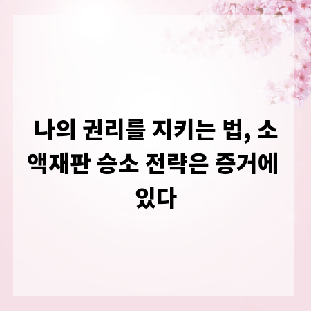 나의 권리를 지키는 법, 소액재판 승소 전략은 증거에 있다