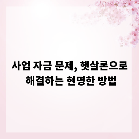 사업 자금 문제, 햇살론으로 해결하는 현명한 방법