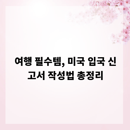 여행 필수템, 미국 입국 신고서 작성법 총정리