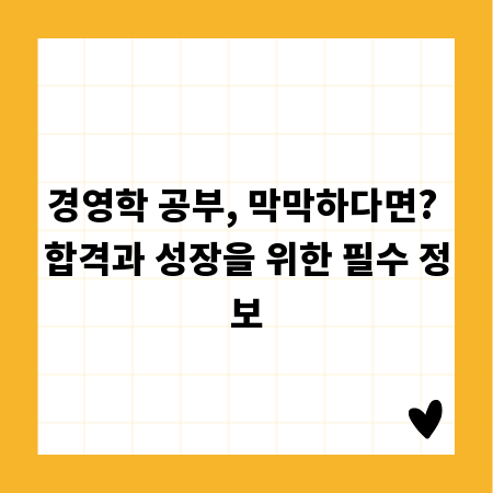 경영학 공부, 막막하다면? 합격과 성장을 위한 필수 정보