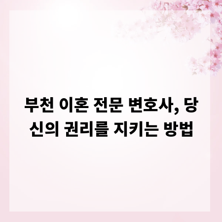 부천 이혼 전문 변호사, 당신의 권리를 지키는 방법