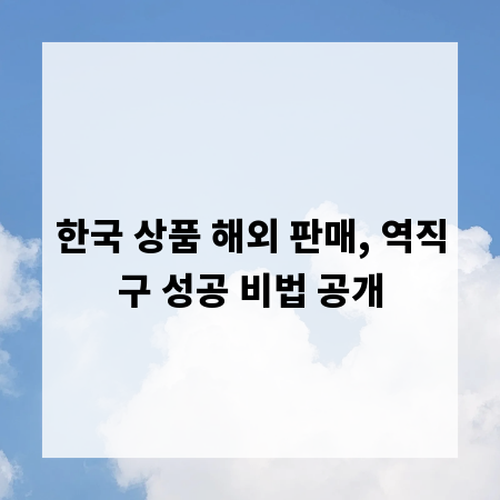 한국 상품 해외 판매, 역직구 성공 비법 공개
