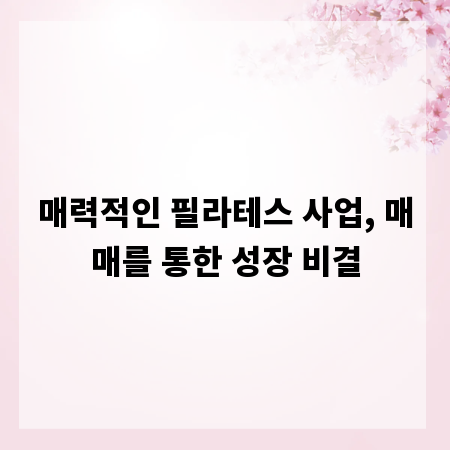 매력적인 필라테스 사업, 매매를 통한 성장 비결