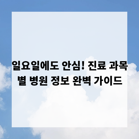 일요일에도 안심! 진료 과목별 병원 정보 완벽 가이드