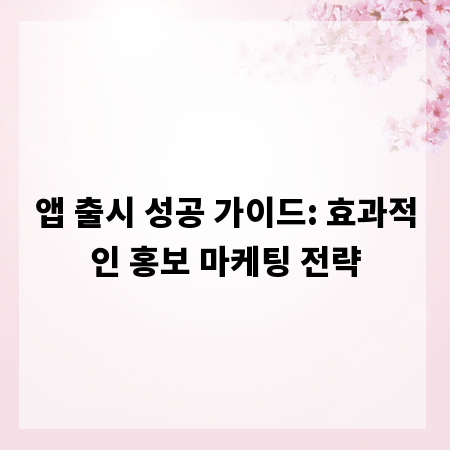 앱 출시 성공 가이드: 효과적인 홍보 마케팅 전략