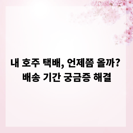 내 호주 택배, 언제쯤 올까? 배송 기간 궁금증 해결
