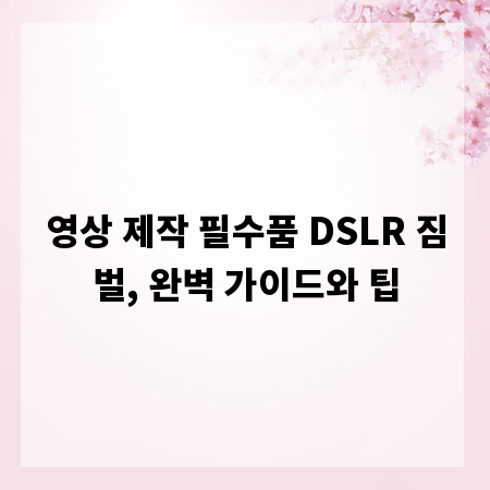 영상 제작 필수품 DSLR 짐벌, 완벽 가이드와 팁