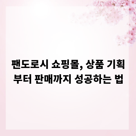 팬도로시 쇼핑몰, 상품 기획부터 판매까지 성공하는 법