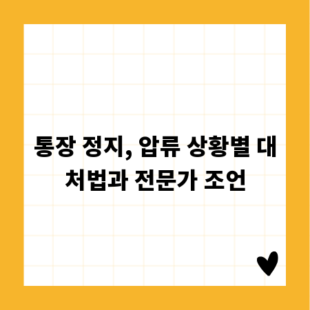 통장 정지, 압류 상황별 대처법과 전문가 조언