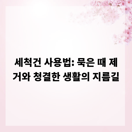 세척건 사용법: 묵은 때 제거와 청결한 생활의 지름길