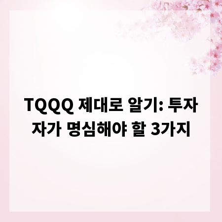 TQQQ 제대로 알기: 투자자가 명심해야 할 3가지