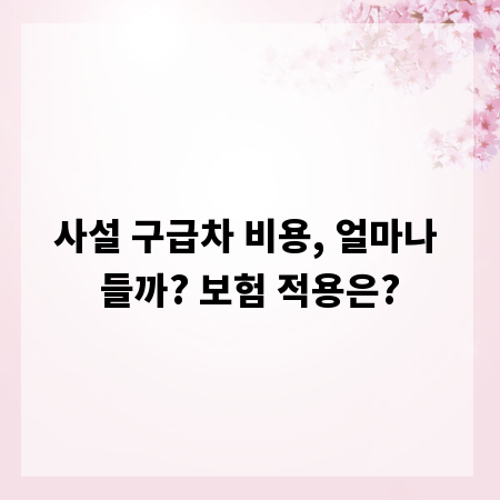 사설 구급차 비용, 얼마나 들까? 보험 적용은?