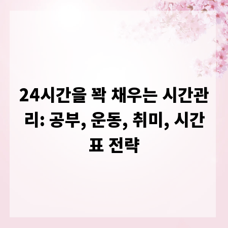 24시간을 꽉 채우는 시간관리: 공부, 운동, 취미, 시간표 전략