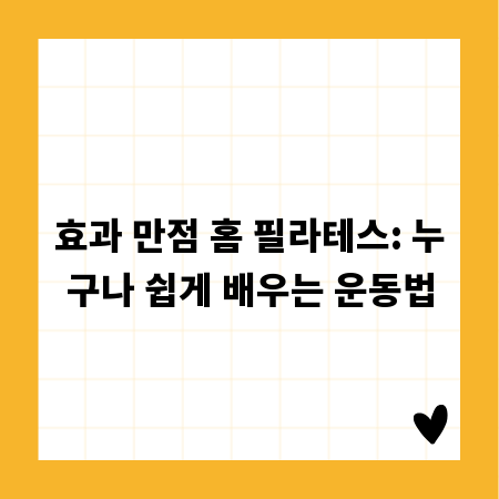 효과 만점 홈 필라테스: 누구나 쉽게 배우는 운동법