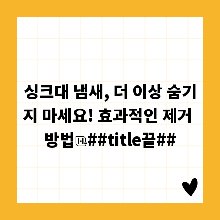 싱크대 냄새, 더 이상 숨기지 마세요! 효과적인 제거 방법
##title끝##
