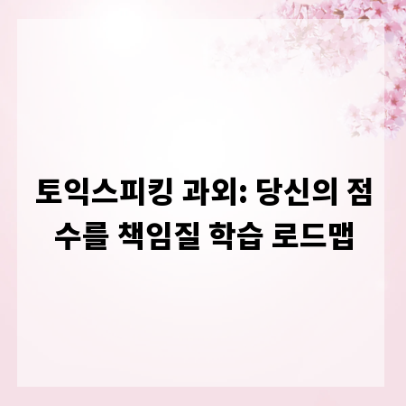 토익스피킹 과외: 당신의 점수를 책임질 학습 로드맵