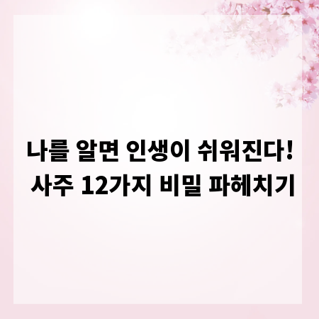 나를 알면 인생이 쉬워진다! 사주 12가지 비밀 파헤치기