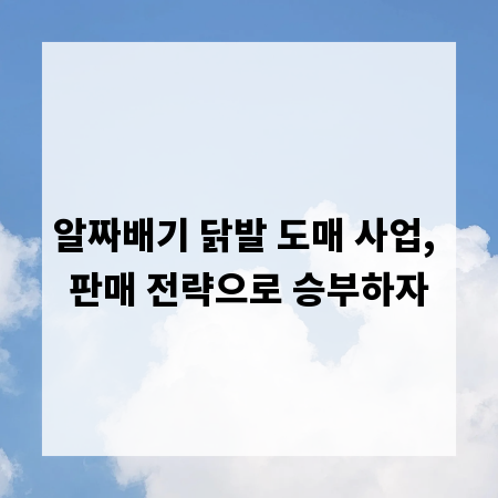 알짜배기 닭발 도매 사업, 판매 전략으로 승부하자